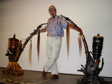Beside a giant pipe display